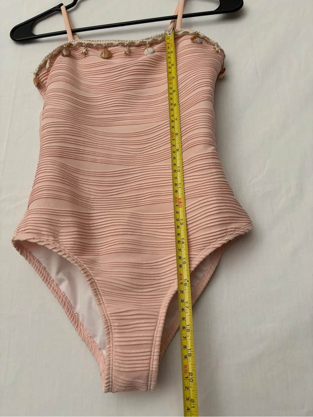 Girls’ Pink One Piece Swimsuit Shell Charms Size 13-14Y(A786)